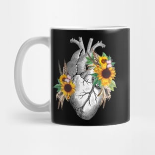 Sunflowers Heart Human Anatomy Mug